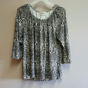 Snakeskin Print 3/4‎ Sleeve Blouse